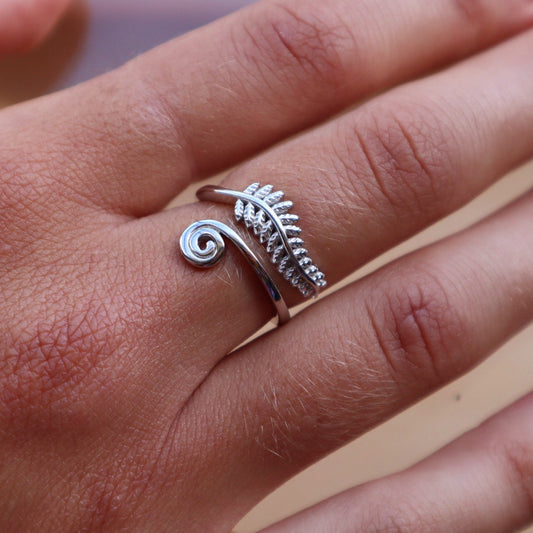 FERN AND KORU STERLING SILVER RING