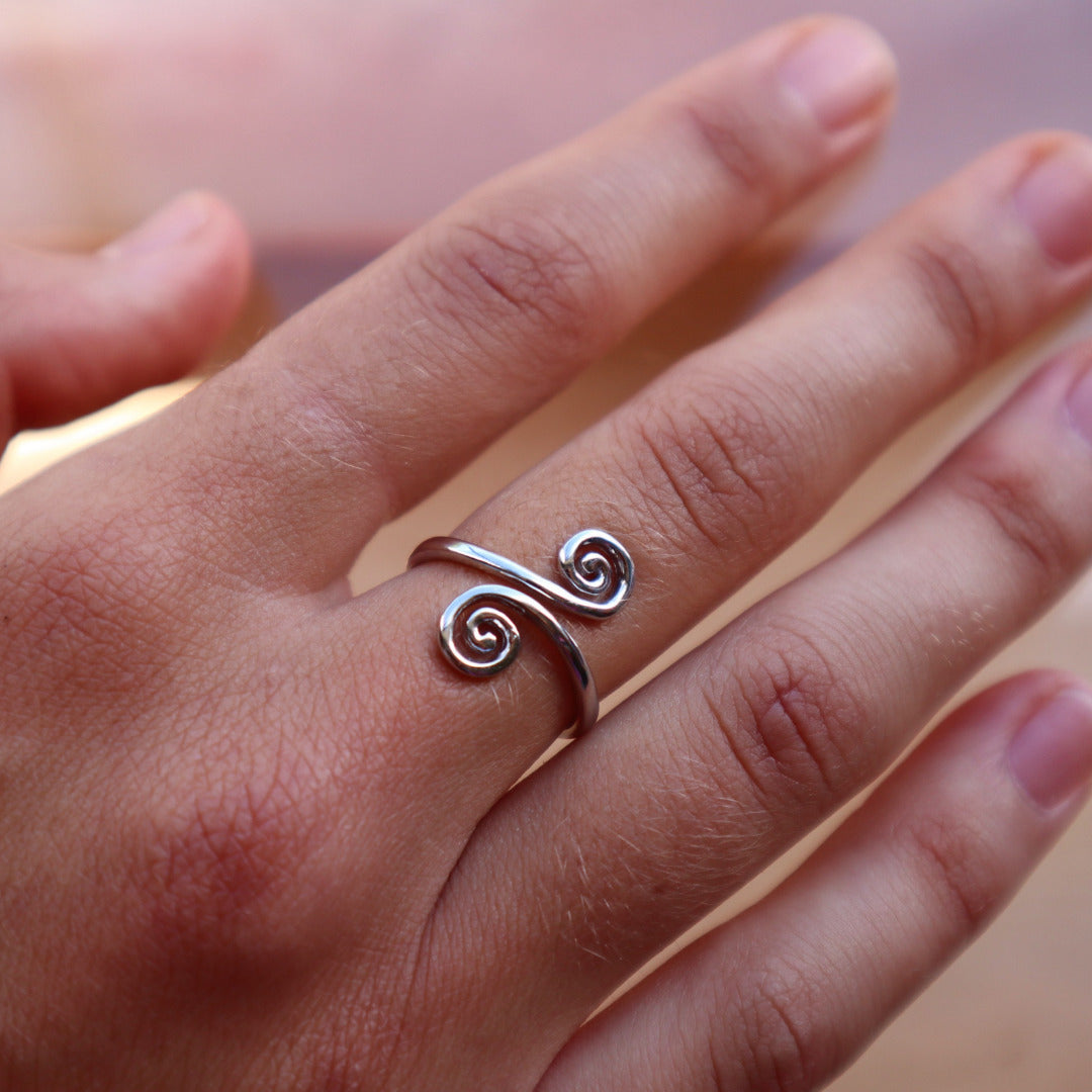 DOUBLE KORU STERLING SILVER RING