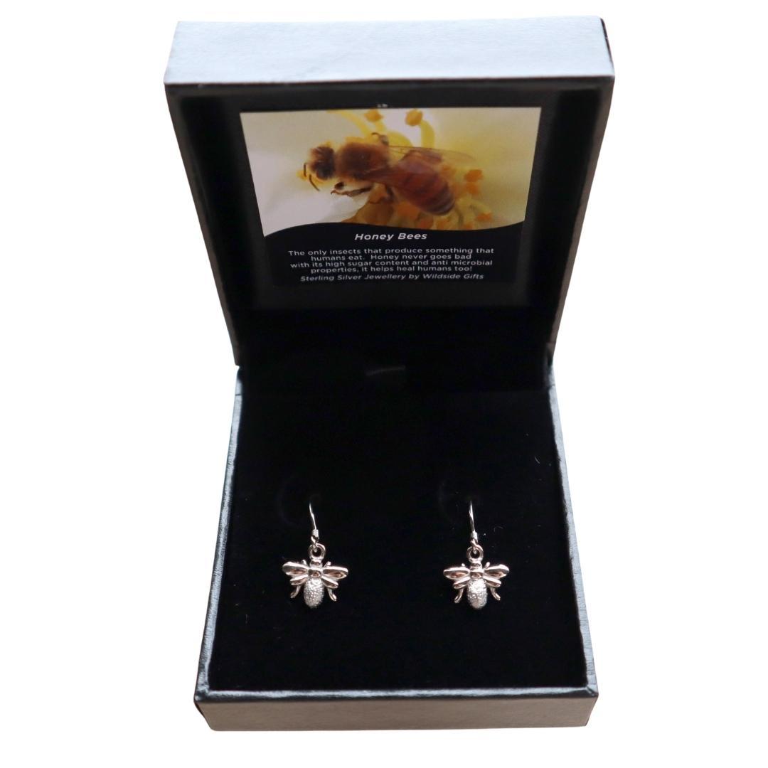 STERLING SILVER BEE DROP EARRINGS