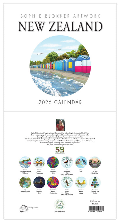 Sophie Blokker Calendar - New Zealand Artwork 2026