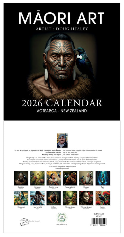 Doug Healey Calendar - New Zealand Maori Artwork 2026