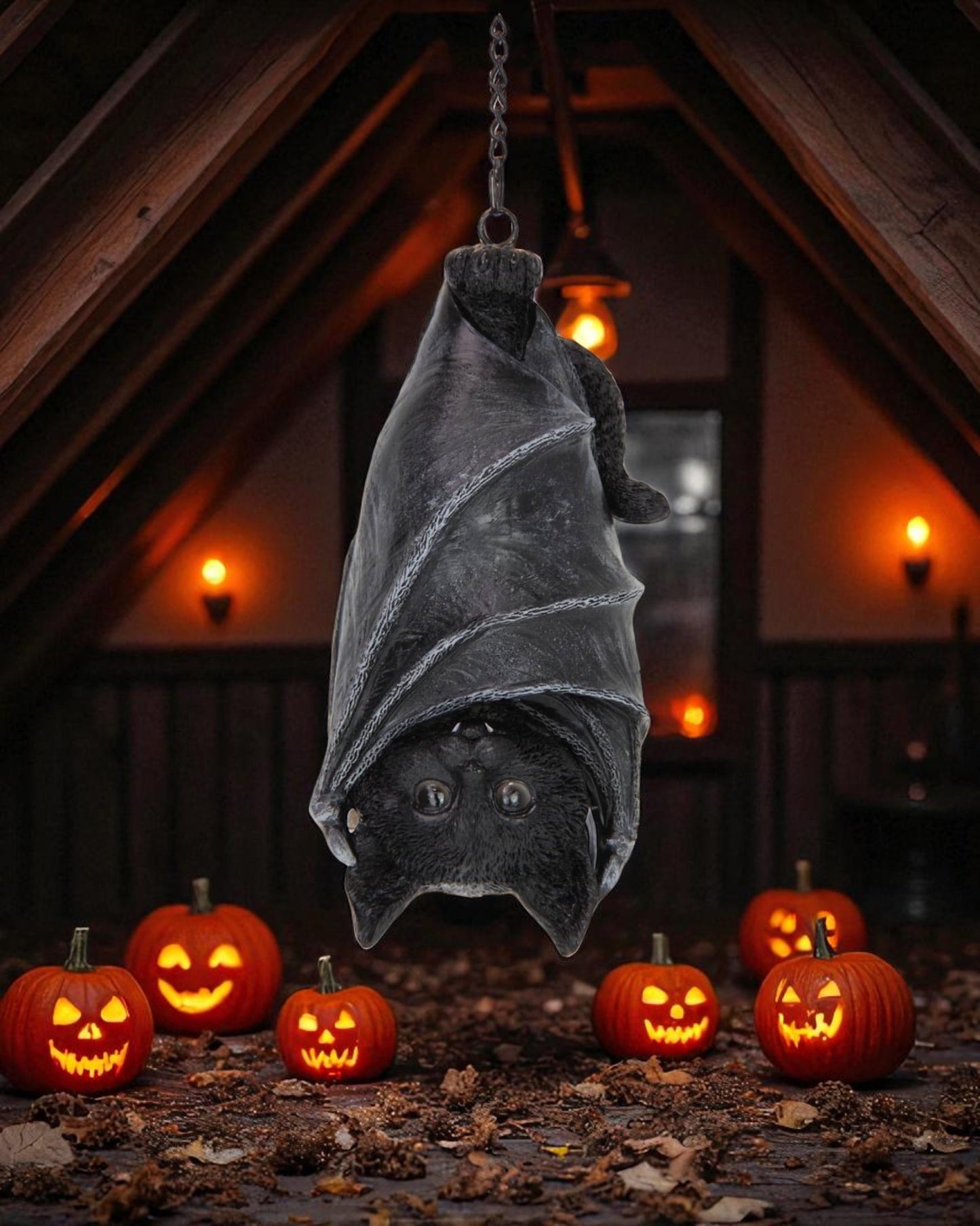 17cm Cat Hanging in Bat Wings