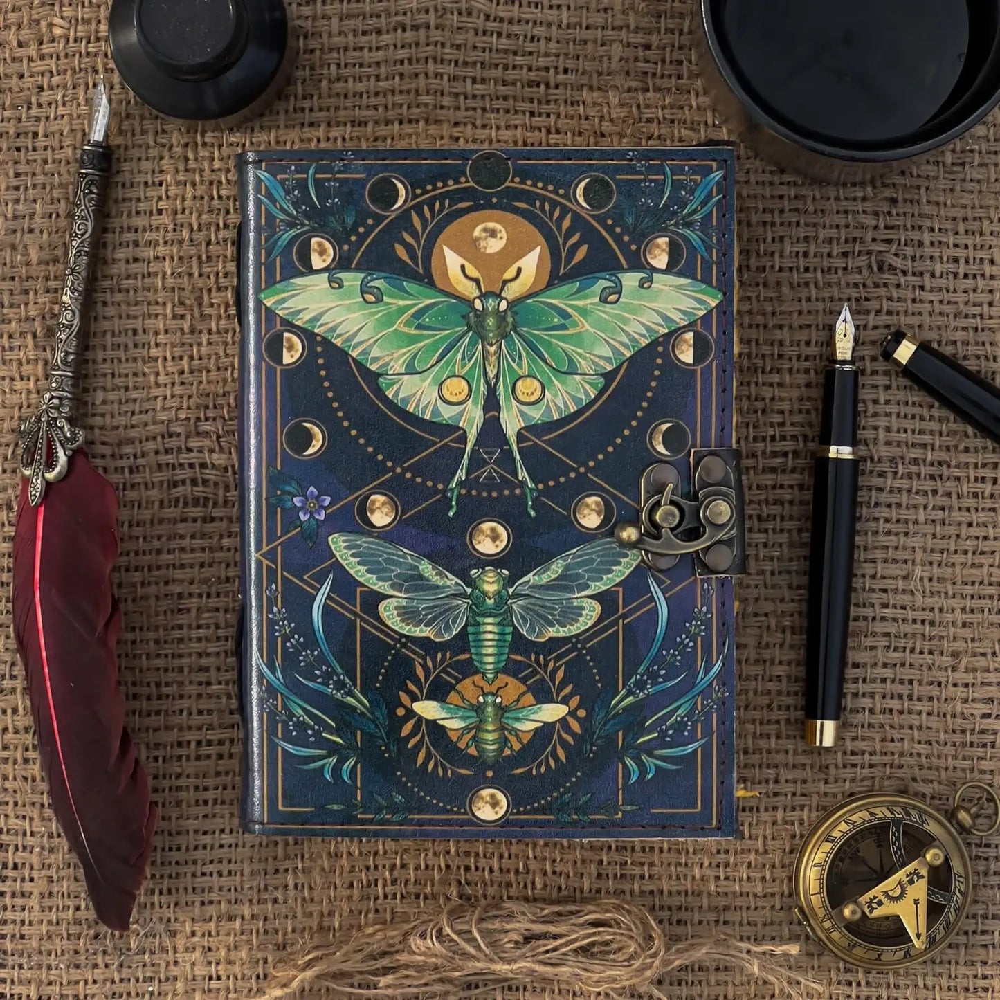 Leather Journal Blank Vintage Notebook with Butterfly Print