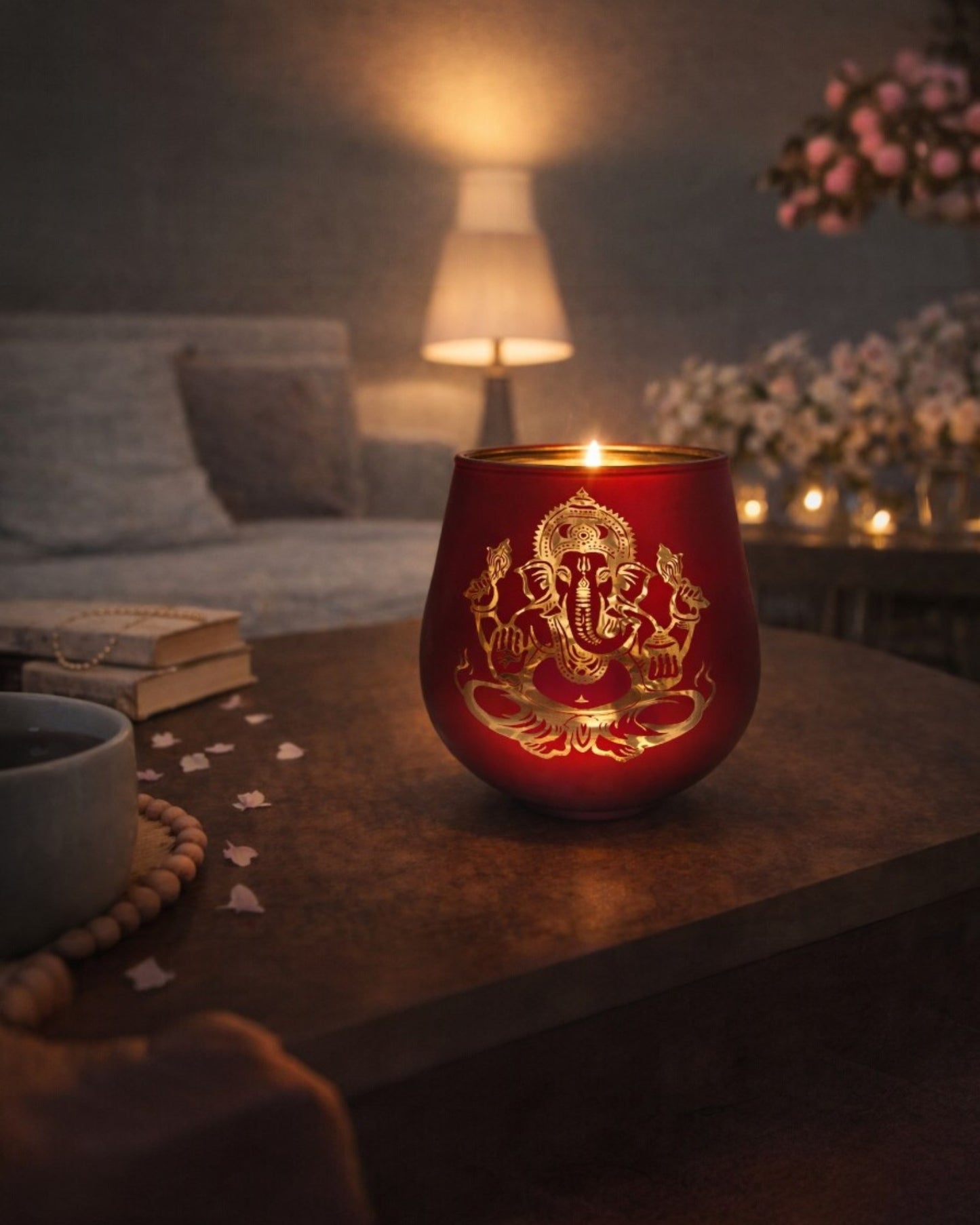 Candle Holder - Ganesha (4 in.) 2pcs: Red