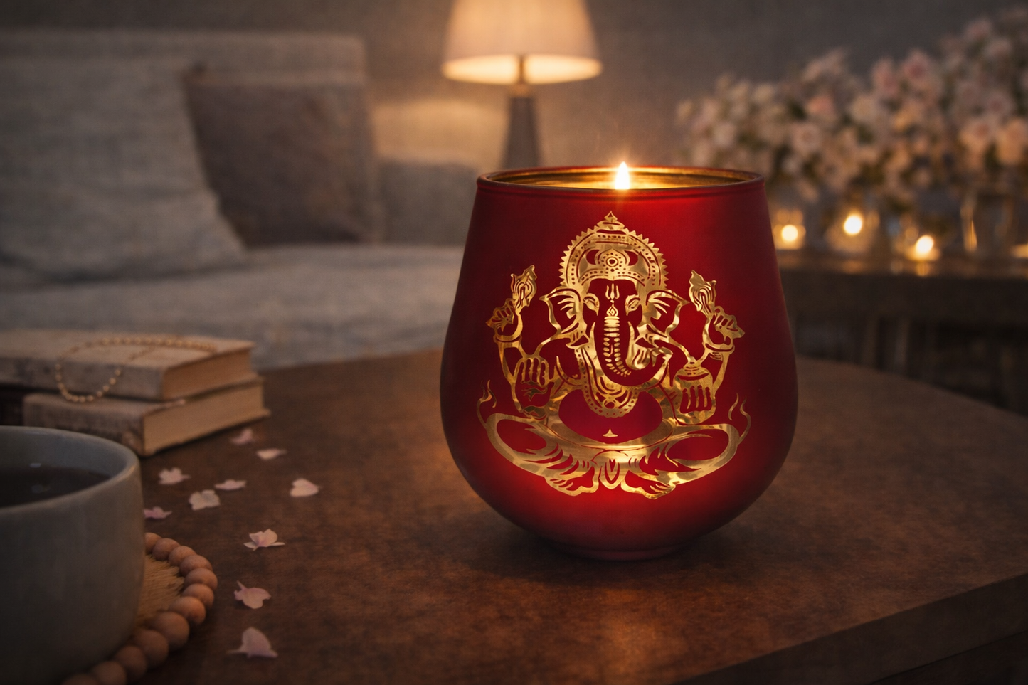 Candle Holder - Ganesha (4 in.) 2pcs: Red