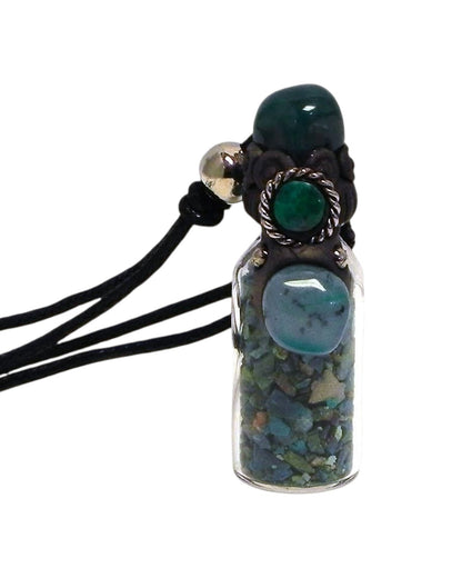 Tumbled Chip Stone Glass Bottle Pendant Adjustable Necklace