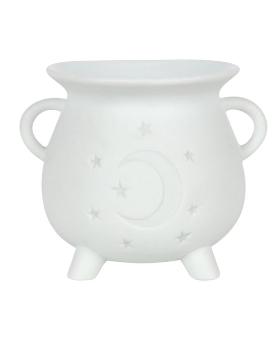 White Mystical Moon Cauldron Oil Burner