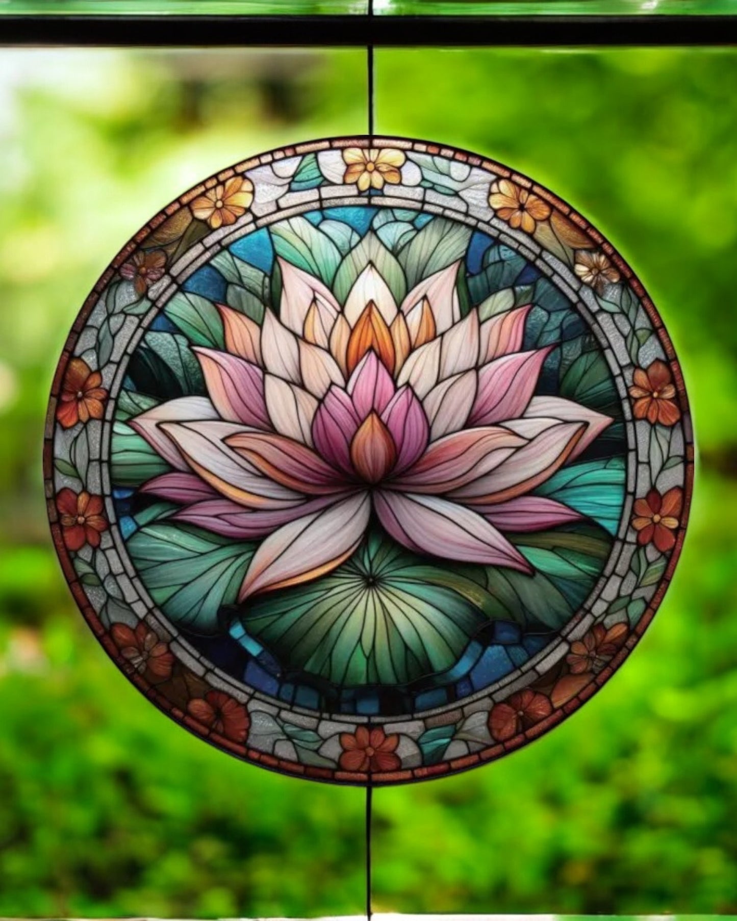 Lotus Flower Stained Glass Hanger