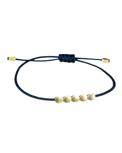 Adj Copper Beads Tibetan Bracelet - Healing Protection Black