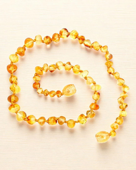 Gold-Circle-11 inch Amber Necklace