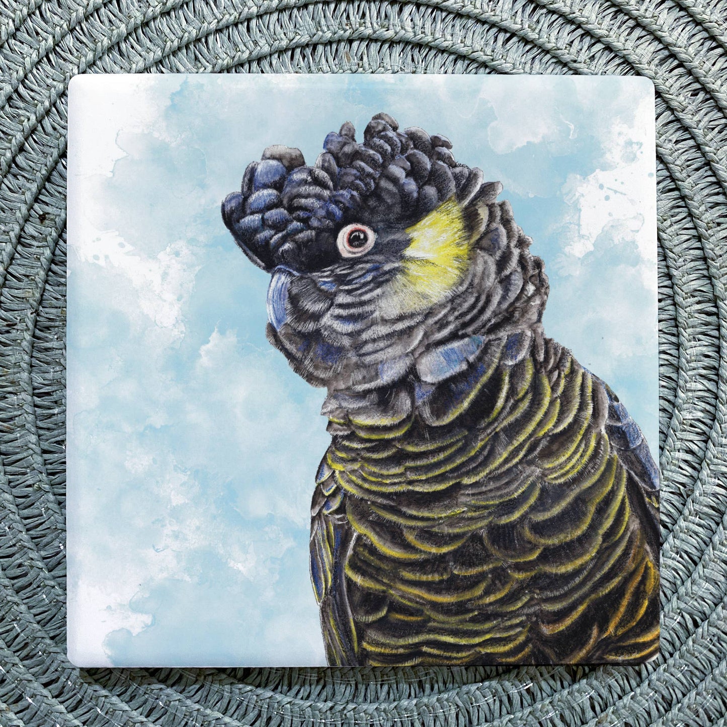 Black Cockatoo Ceramic Coaster