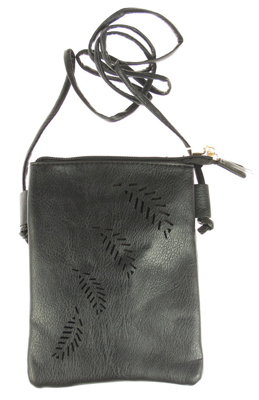 Fern cutout Phone Bag Black