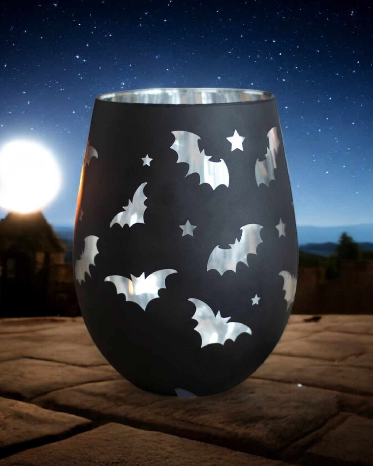 Bat Stemless Wine Glass