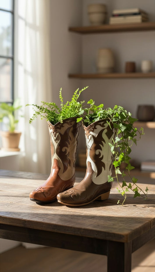 Cowboy Boot Plant Pot Holder