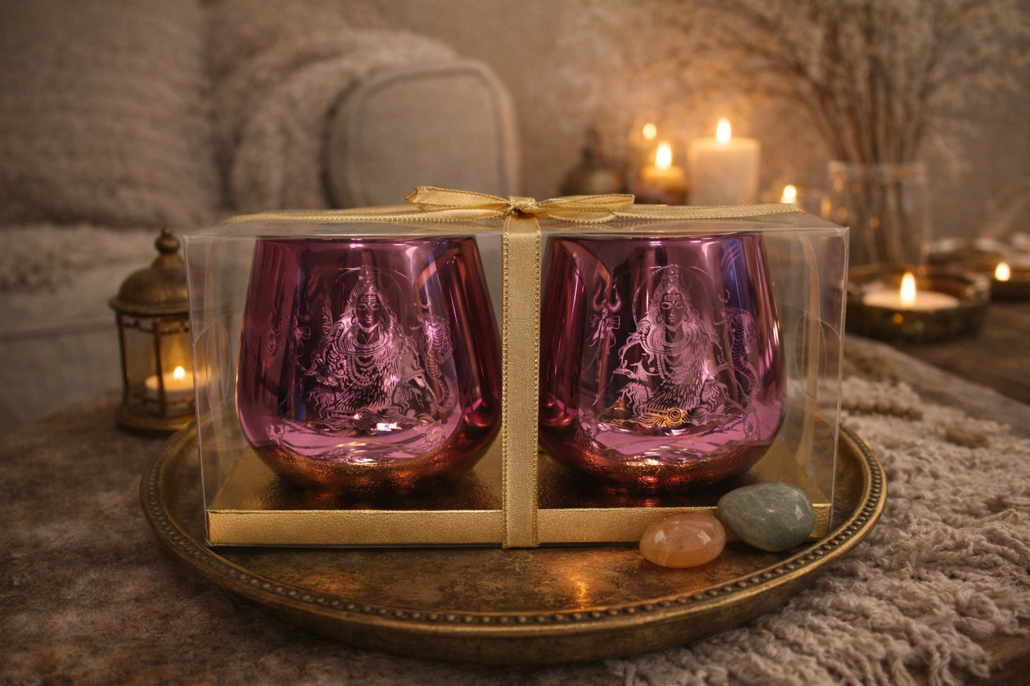 Candle Holder - Shiva (4 in.) 2 pcs: Pink