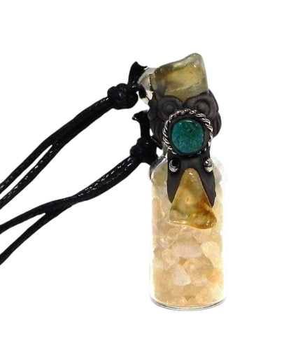 Tumbled Chip Stone Glass Bottle Pendant Adjustable Necklace