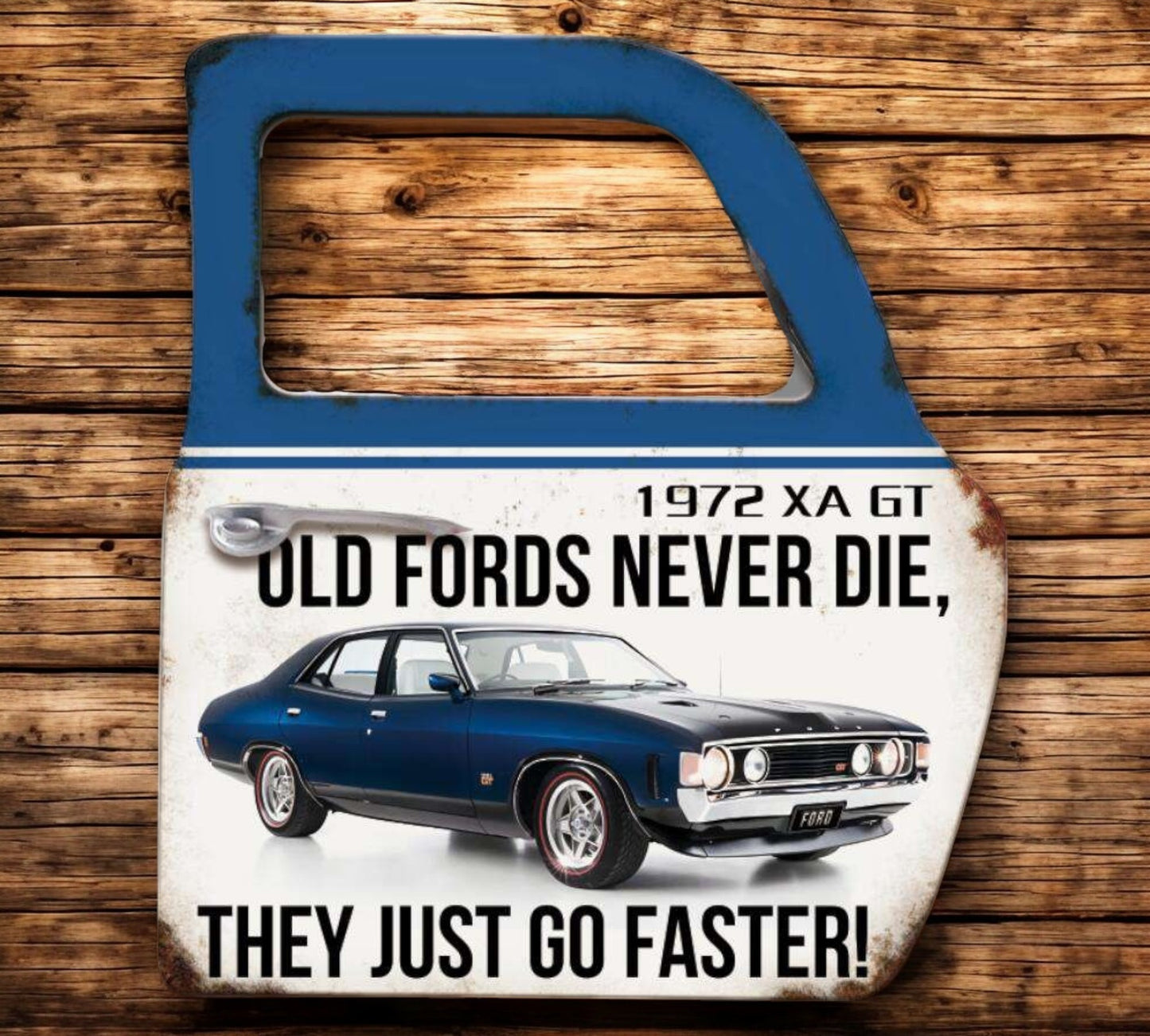 Wall Art Metal Car Door - Old Fords never die