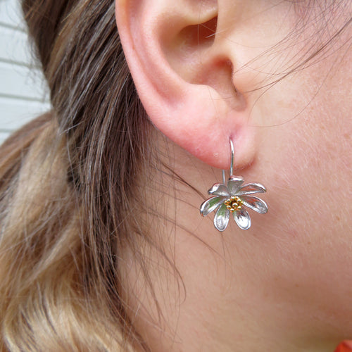 SILVER NZ CLEMATIS DROP EARRINGS