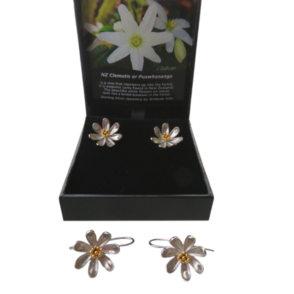SILVER NZ CLEMATIS DROP EARRINGS