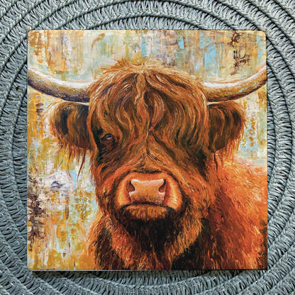 Highland Cow Ceramic Coaster