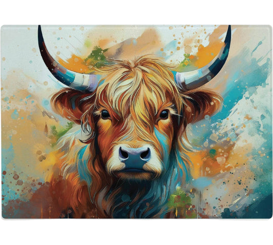 Highland Cow Glass Cutting Board