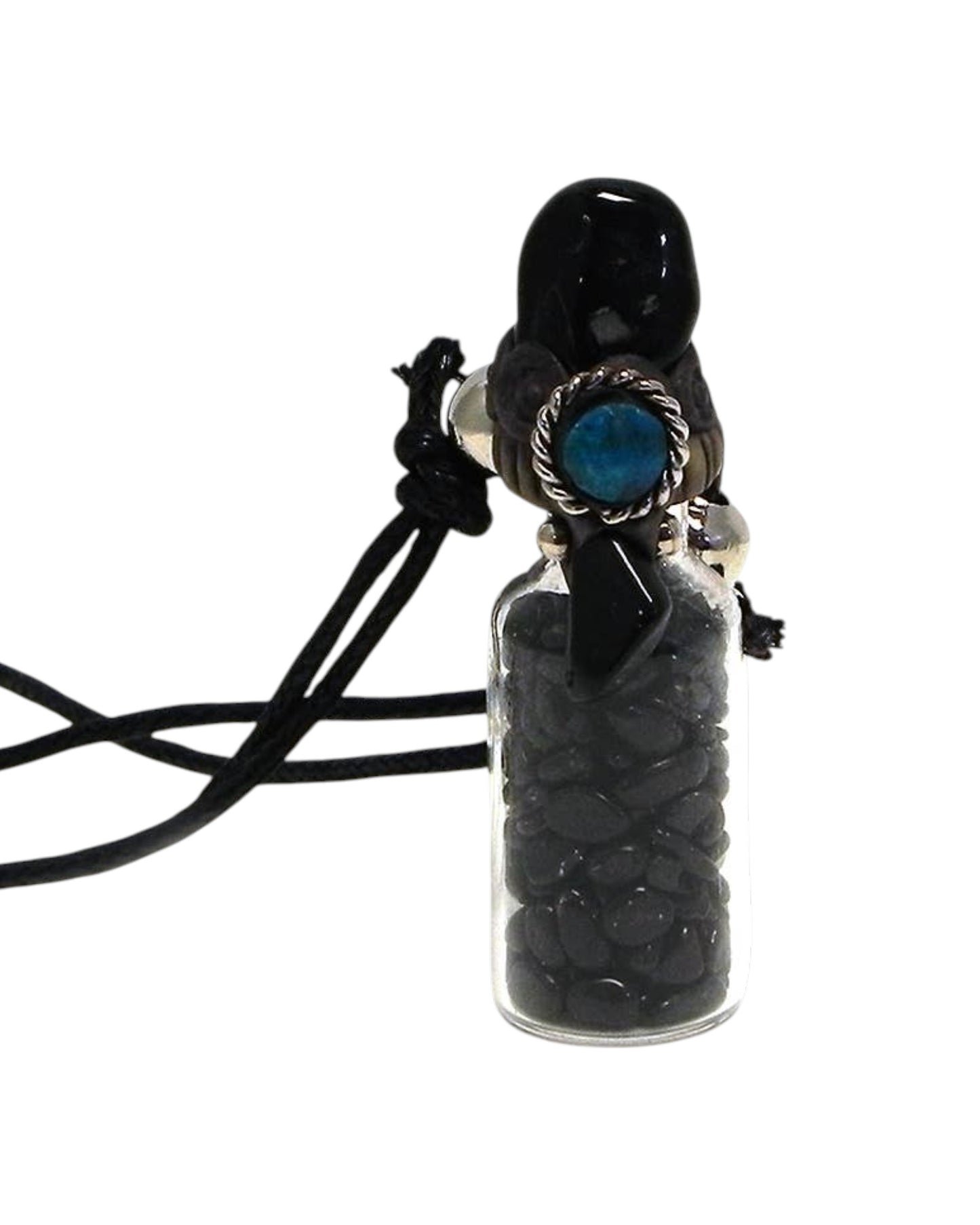 Tumbled Chip Stone Glass Bottle Pendant Adjustable Necklace