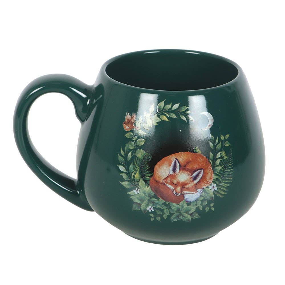 Green Sleeping Fox rounded mug