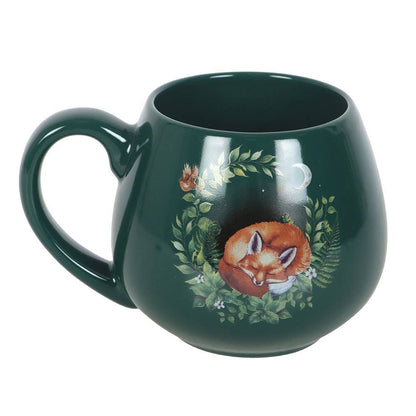 Green Sleeping Fox rounded mug
