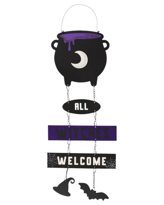 All Witches Welcome Cauldron Chain Sign