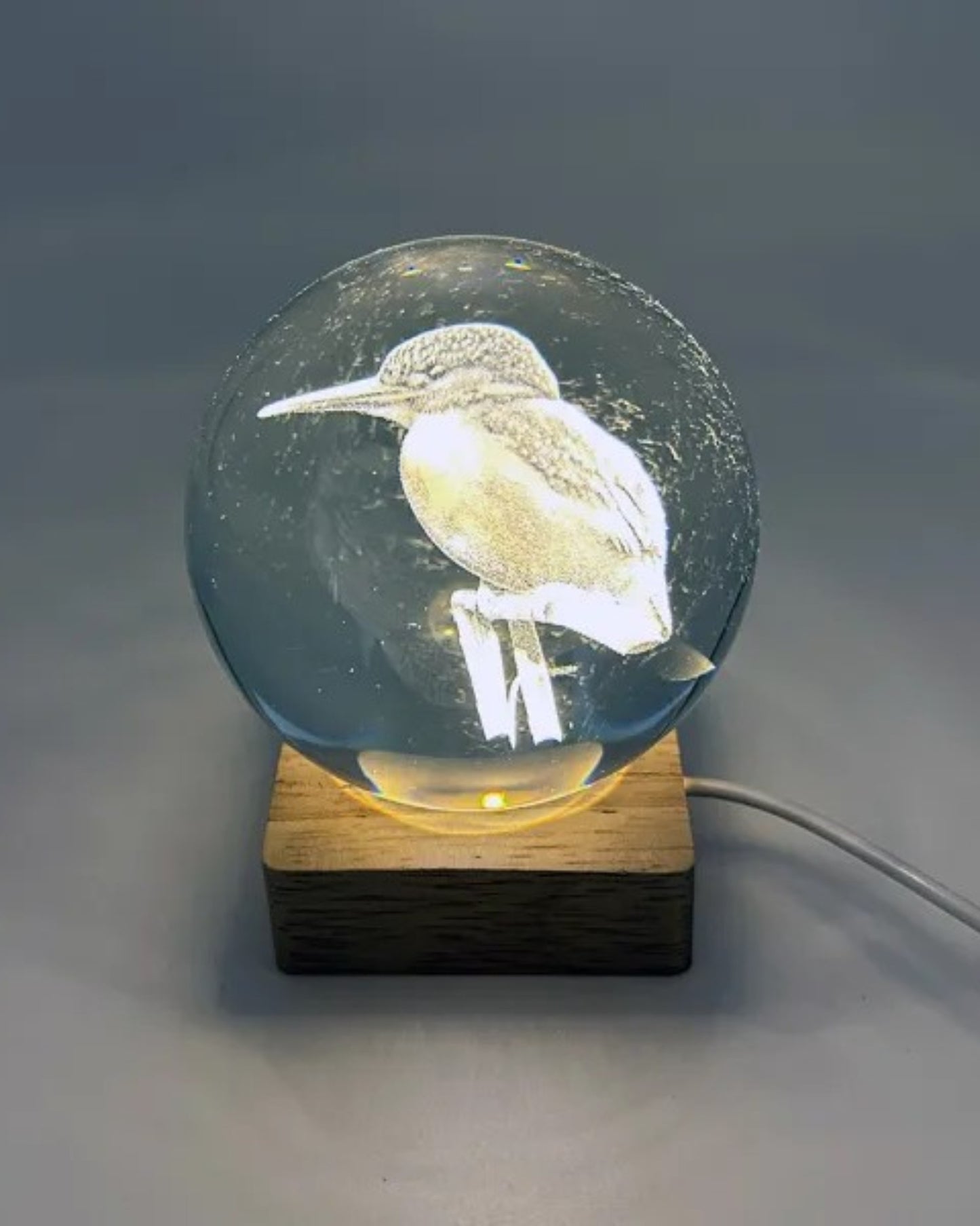 Kingfisher Crystal Ball with Light