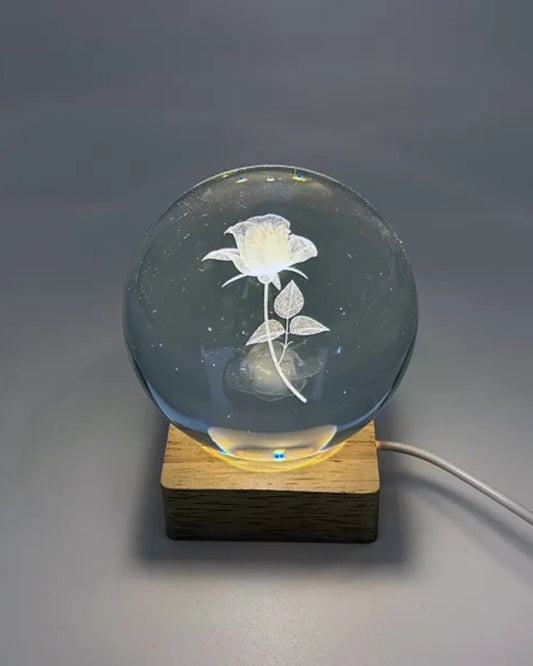 Rose Crystal Ball with Light