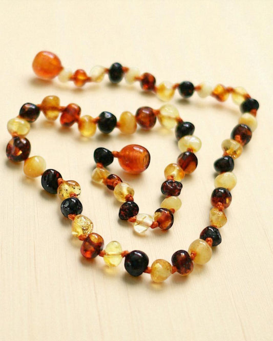Multi-Circle-11 inch Amber Necklace