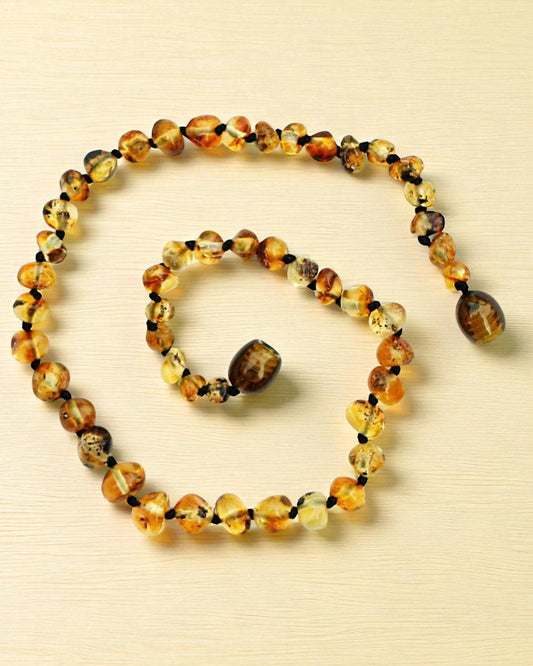 Olive-Circle-11 inch Amber Necklace