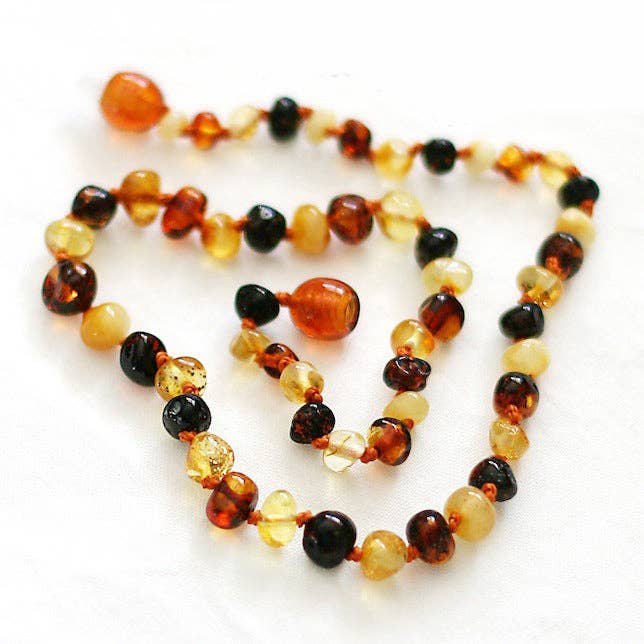 Multi-Circle-11 inch Amber Necklace