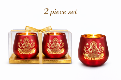 Candle Holder - Laxmi (4 in., 2 pc): Red
