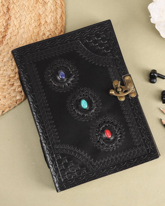 3 Precious Stone Chakra Leather Meditation Journal
