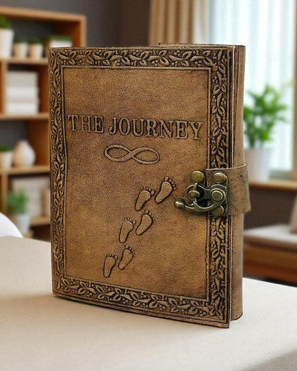 Embossed Leather Journal diary with 200 Handmade pages