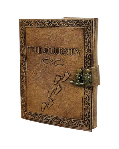Embossed Leather Journal diary with 200 Handmade pages
