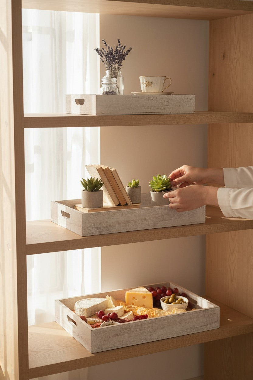 Whitewash Slat Trays