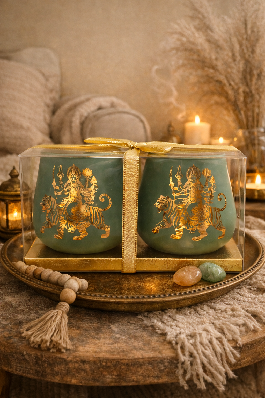 Candle Holder - Durga (4 in.) 2pcs: Turquoise