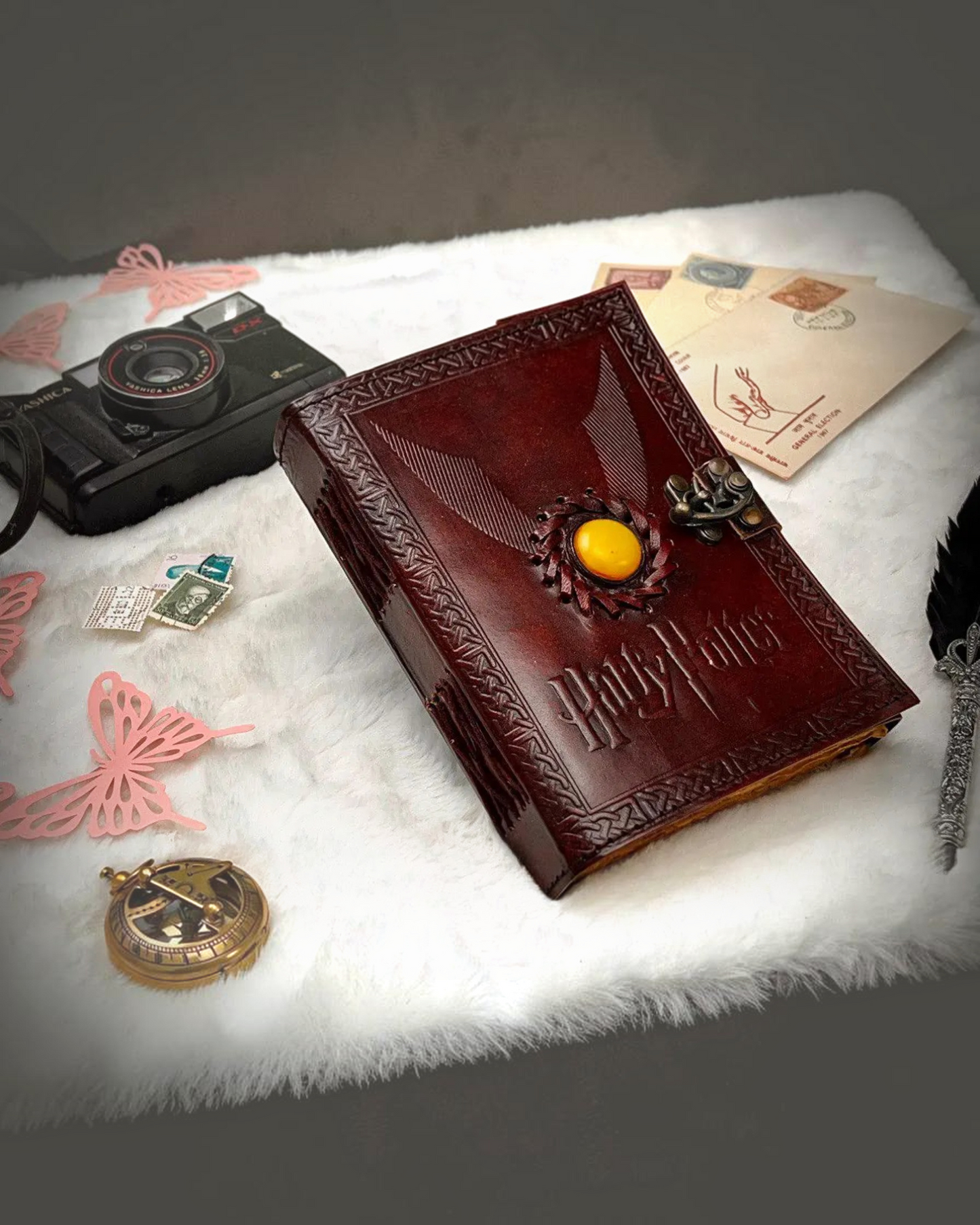 Leather Journal Vintage Notebook with Harry potter Embossed