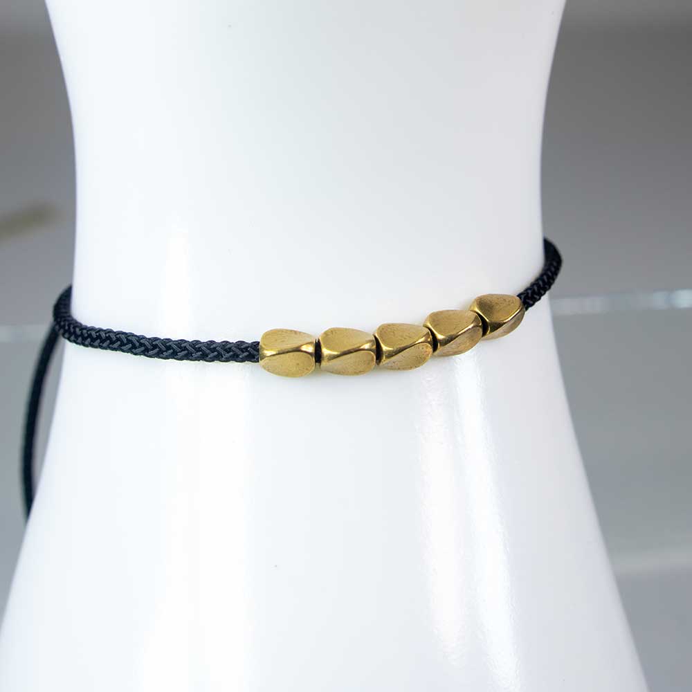 Adj Copper Beads Tibetan Bracelet - Healing Protection Black