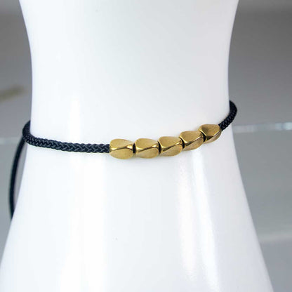 Adj Copper Beads Tibetan Bracelet - Healing Protection Black