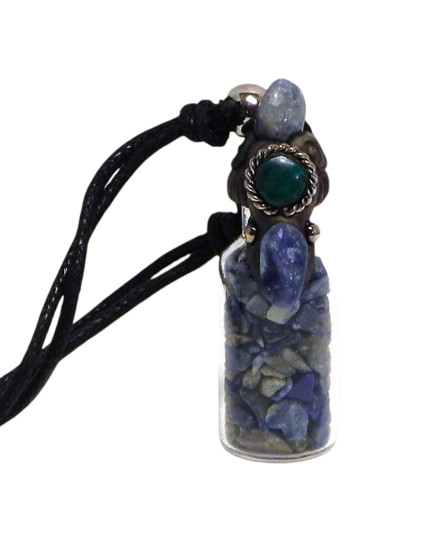 Tumbled Chip Stone Glass Bottle Pendant Adjustable Necklace