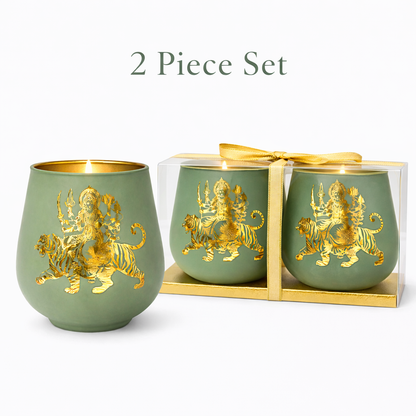 Candle Holder - Durga (4 in.) 2pcs: Turquoise