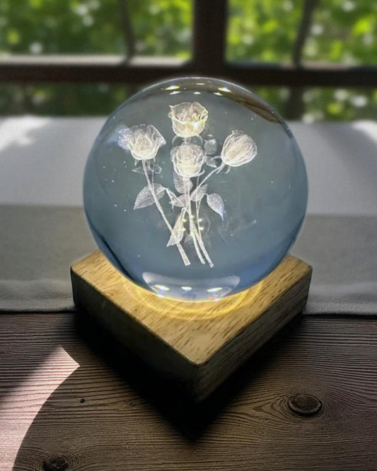 Roses Crystal Ball with Light