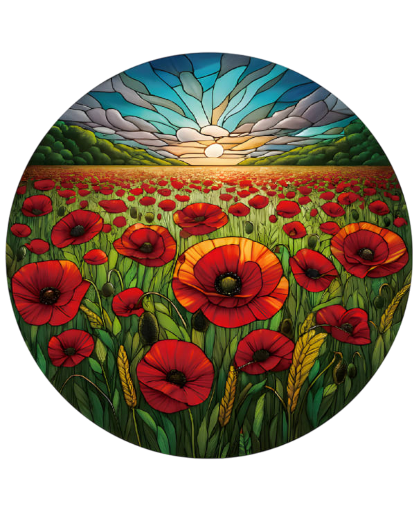 Poppies Stained Glass Hanger