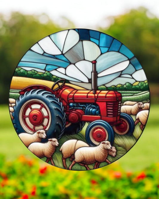 Tractor Stained Glass Hanger