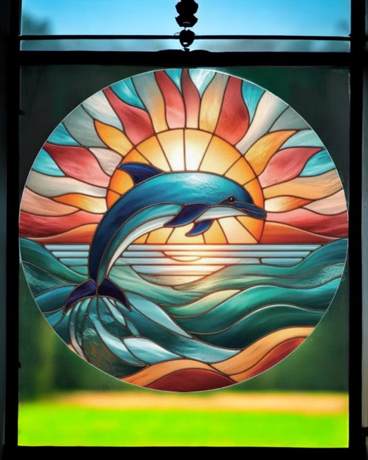 Dolphin Stained Glass Hanger