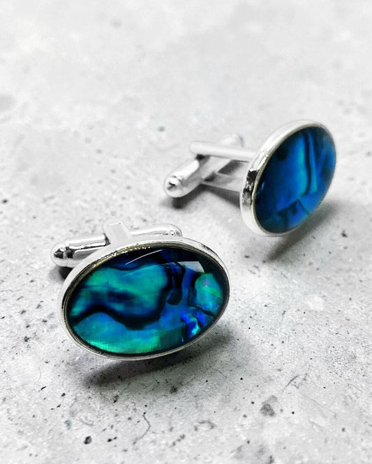 Paua Silvertone Cufflinks